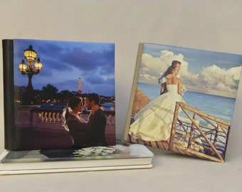 Modèle CORDOBA, Album photo personnalisé sous couverture cuir, Album photo personnalisé magique pour mariages, Livre souvenir pour mariage