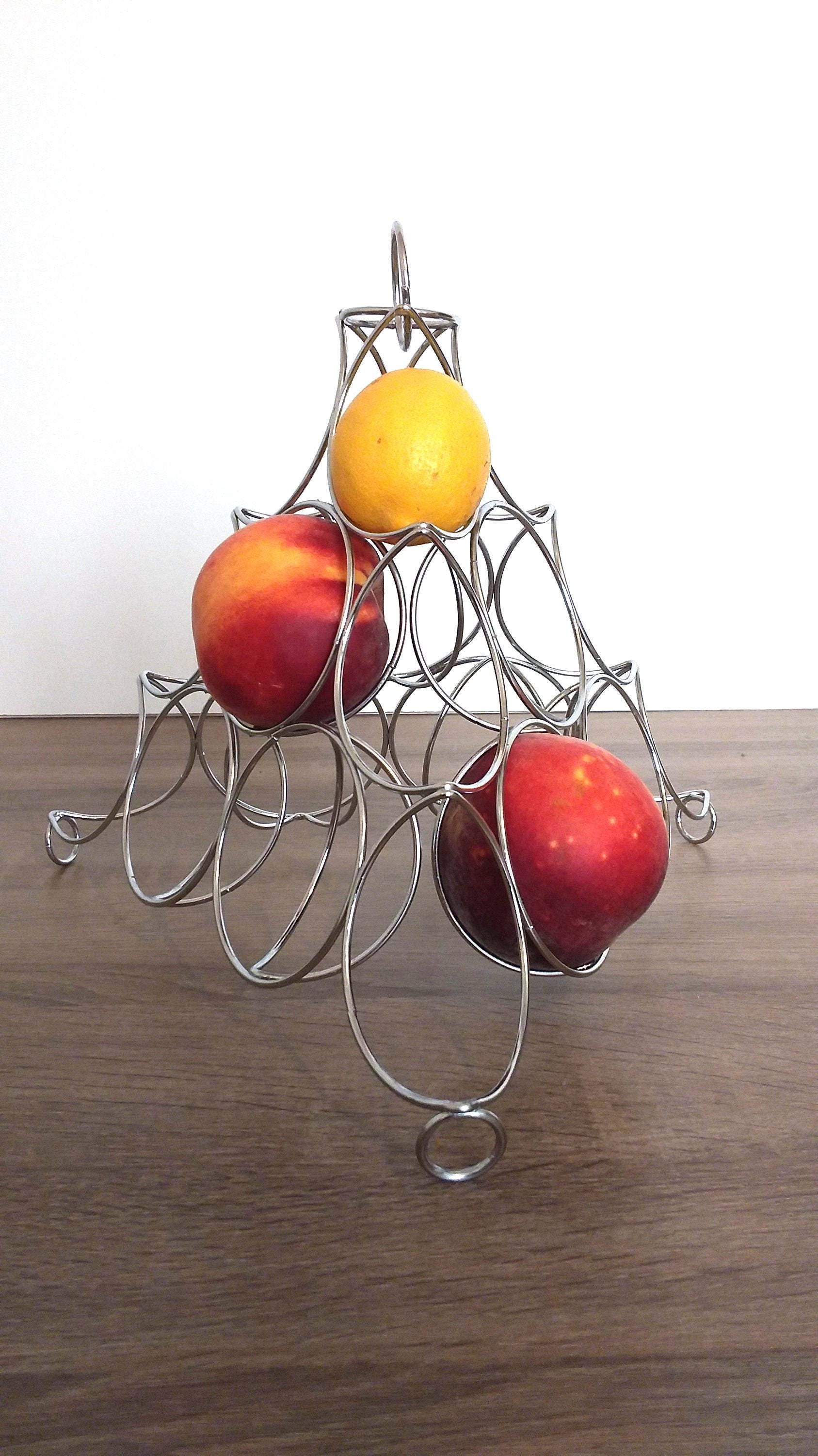 Cesto Porta Frutta In Metallo Argento - Design Aperto, Per Tavolo O Bancone, 30x9 Cm - Foto 13