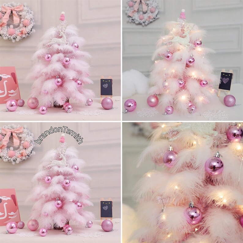 Christmas Trees Feather in Pink Christmas Tree Decorations Etsy