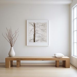 Handmade Natural Wooden Bench: Mid-Century Modern Entryway Bench