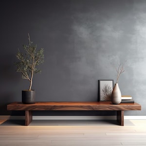 Walnut Wooden Bench, Mid-Century Bench, Entryway Bench, Handmade Bench, Rustic Bench