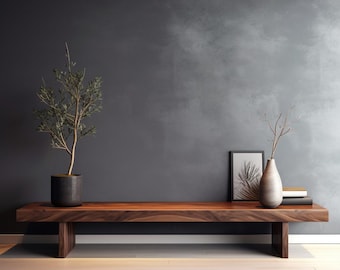 Walnut Wooden Bench, Mid-Century Bench, Entryway Bench, Handmade Bench, Rustic Bench
