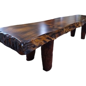 Custom Walnut Wooden Bench: Handmade Mid-Century Rustic Design
