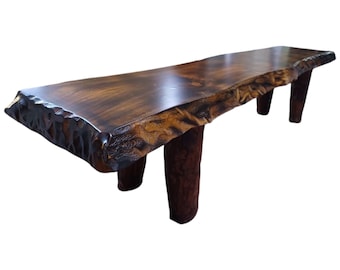 Banco de madeira de nogueira feito sob medida: design rústico artesanal de meados do século XX