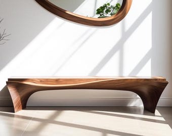 Desert Sirocco Bench, Exclusive Bench, Artistic Wooden Bench,  Entryway Bench