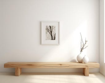 Natural Wooden Bench, Mid-Century Bench, Entryway Bench, Handmade Bench, Rustic Bench