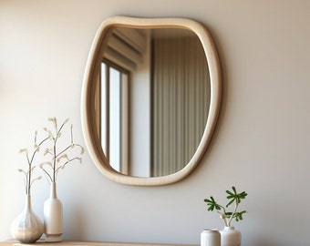 Organic Wood Mirror | Home Decor Mirror | Asymmetrical Mirror | Irregular Mirror | Bathroom Mirror | Vanity Mirror | Wavy Mirror,