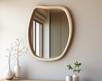 Organic Wood Mirror | Home Decor Mirror | Asymmetrical Mirror | Irregular Mirror | Bathroom Mirror | Vanity Mirror | Wavy Mirror,