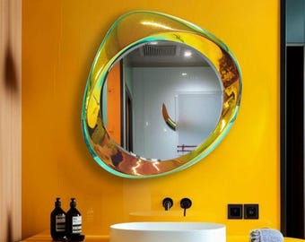 Exclusive Mirror | Rainbow Mirror | Home Decor Mirror | Handmade Mirror | Round Mirror | Asymmetrical Mirror, Bathroom Mirror, Vanity Mirror