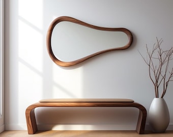 Walnut Wooden Bench, Modern Wooden Bench, Mid-Century Bench, Entryway Bench, Handmade Bench