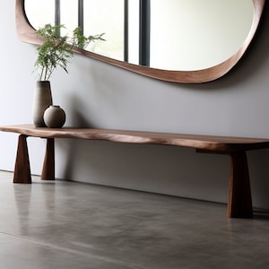 Walnut Wooden Bench: Artistic Elegance Bench, Entryway Decor