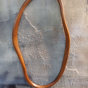 Walnut Wooden Frame Mirror Home Decor Mirror Asymmetrical Mirror Irregular Mirror Bathroom Mirror Vanity Mirror Wavy Mirror, image 6