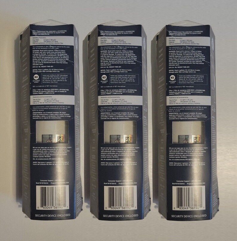 3 Pack Everydrop by Whirlpool Refrigerator Ice & Water Filter 1