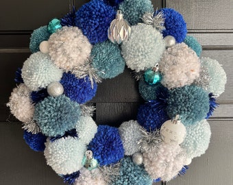 Winter Pom Pom Tinsel Wreath