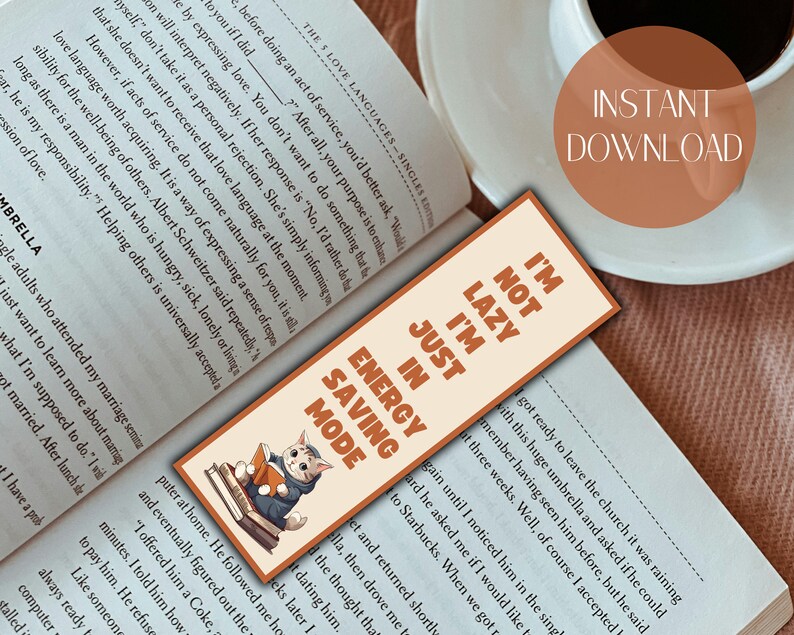 Cute Bookmarks Printable Bookmark Cat Bookmark Funny Bookmark Digital ...