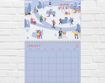 2026 Illustrated Wall Calendar: Colorful Monthly Planner, Hanging Art Calendar