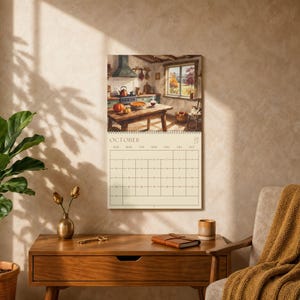 Calendario de pared para cocina 2027 Calendario vintage 2027 Calendario de acuarela 2027 para pared Inicio en domingo Decoración Regalo Regalo de Navidad imagen 3