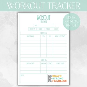 Printable Workout Tracker: Daily Fitness Journal (Digital Download)