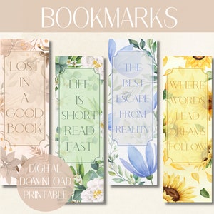 Watercolor Bookmark Printable Bookmarks Bookmark Printable  Digital Bookmark Bookmark Flower Bookmark Set Bookmark For Book Lover