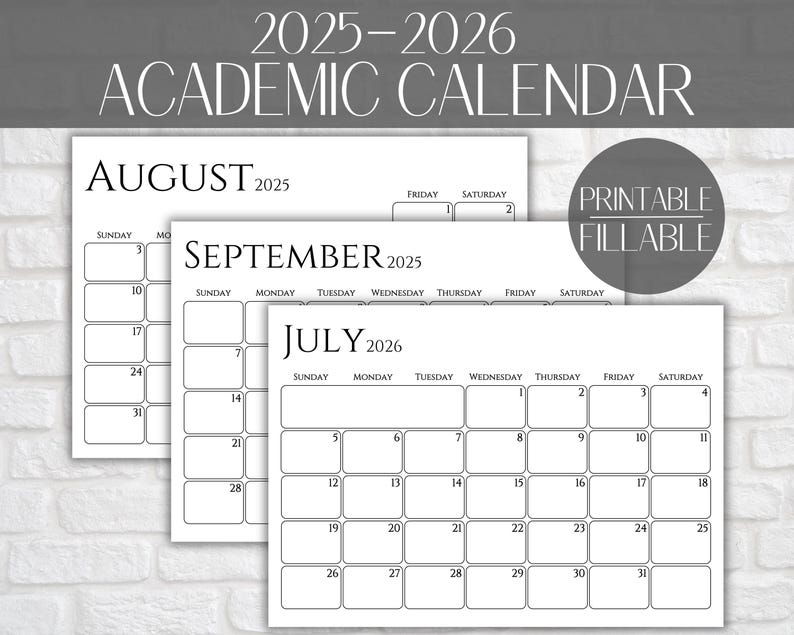 School Calendar 2025 2026 Printable Fillable Academic Calendar 2025 ...
