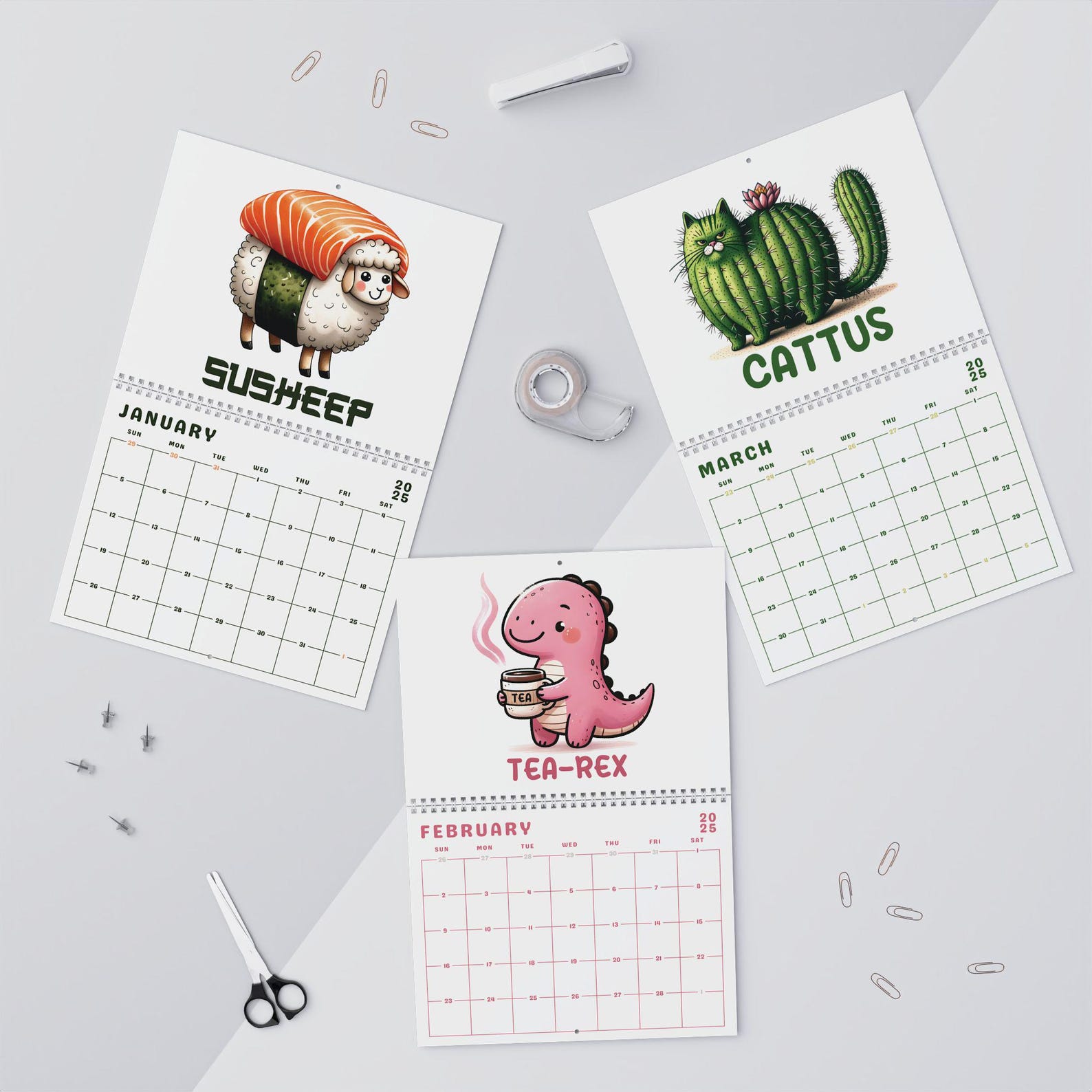 2025 Funny Calendar 2025 Wall Calendar Animal Memes 2025 Cat Calendar