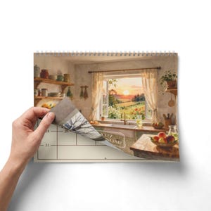 Calendario de pared para cocina 2027 Calendario vintage 2027 Calendario de acuarela 2027 para pared Inicio en domingo Decoración Regalo Regalo de Navidad imagen 4