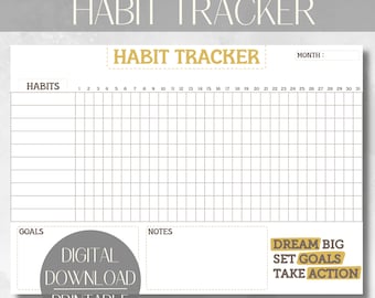 Undated Monthly Habit Tracker Printable (Digital Download)