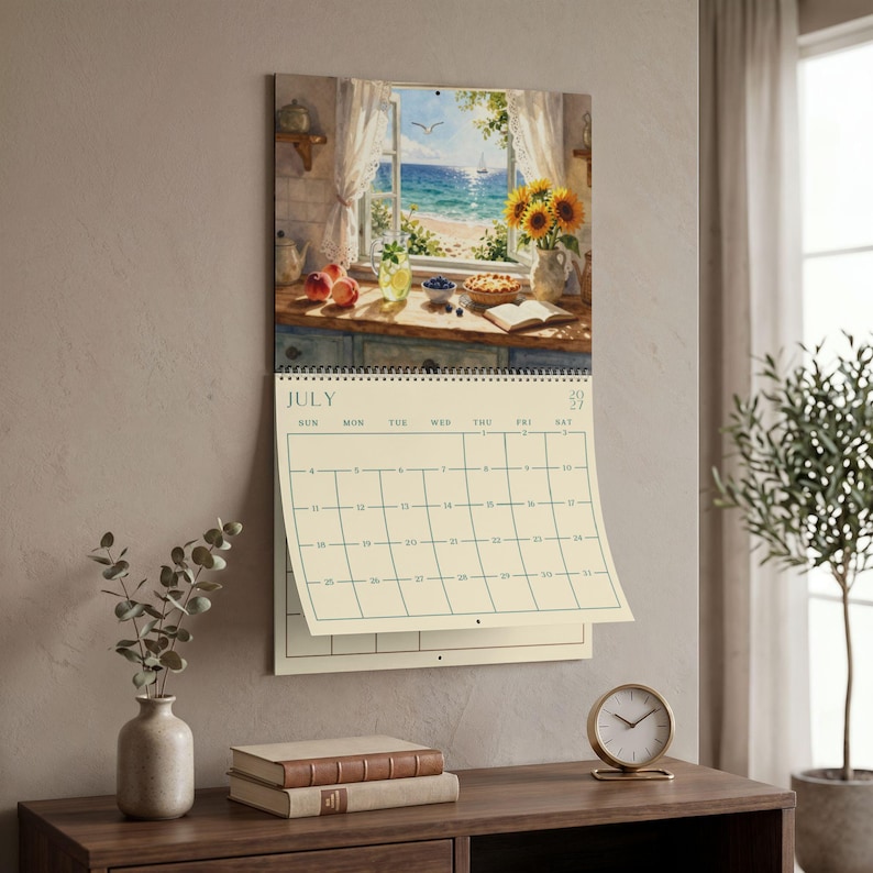 Calendario de pared para cocina 2027 Calendario vintage 2027 Calendario de acuarela 2027 para pared Inicio en domingo Decoración Regalo Regalo de Navidad imagen 11