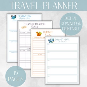 Travel Planner Printable Travel Planner Digital Travel Planner Bundle Trip Planner Printable Holiday Planner Travel Journal Travel Checklist