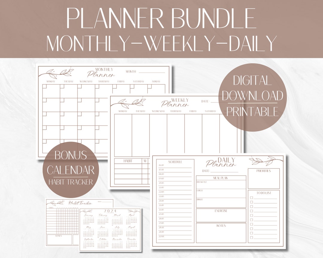 Undated Monthly Planner Printable Weekly Planner Printable Daily ...
