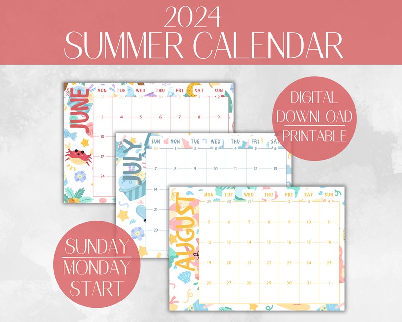 Summer Calendar Printable Summer - Il 794xN.6070148193 In2k 