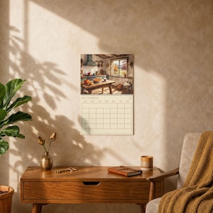 Calendario de pared para cocina 2027 Calendario vintage 2027 Calendario de acuarela 2027 para pared Inicio en domingo Decoración Regalo Regalo de Navidad imagen 2