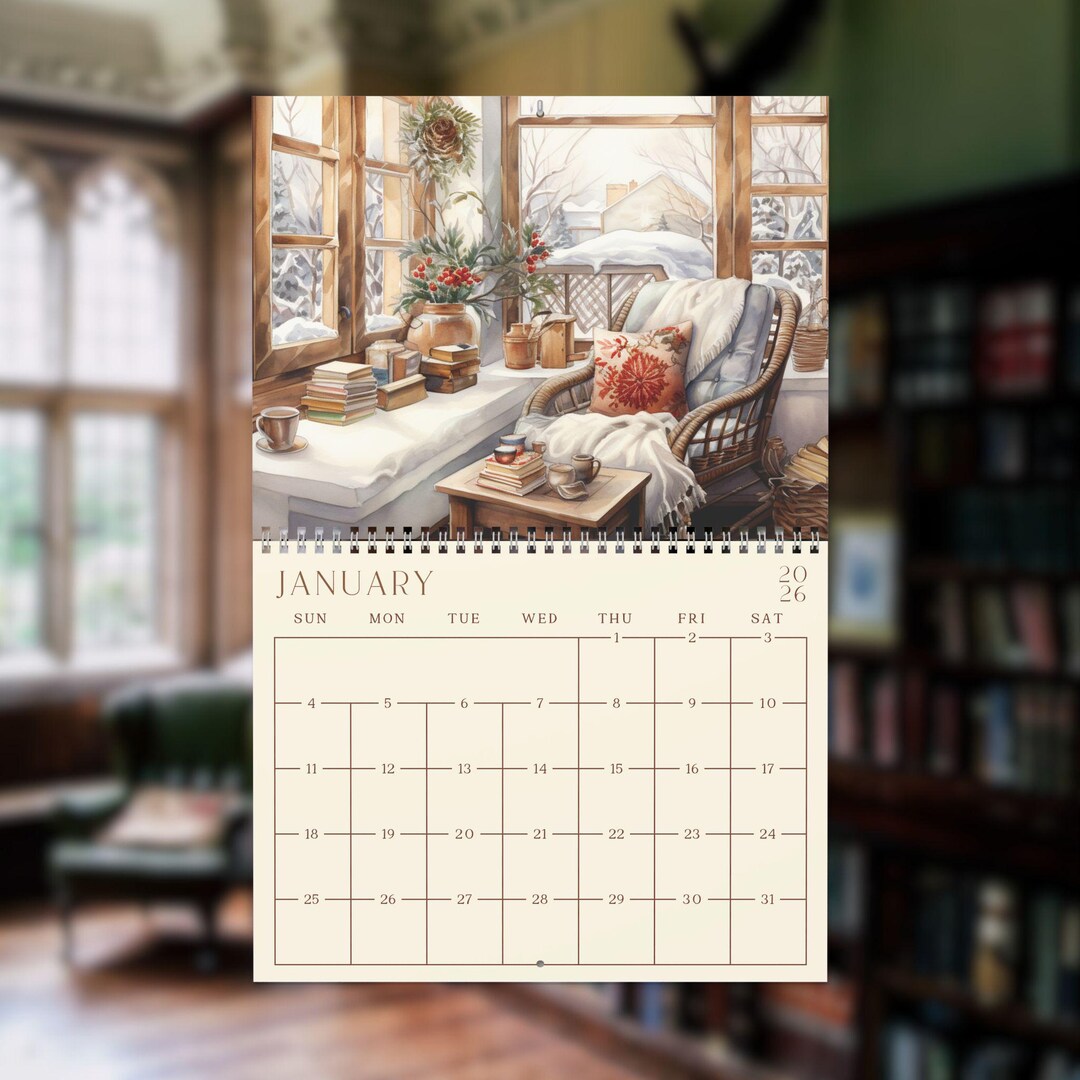 Postscript Books Calendars 2026 Book Lover Wall Calendar: Watercolor Vintage Art, Reading Theme - Etsy