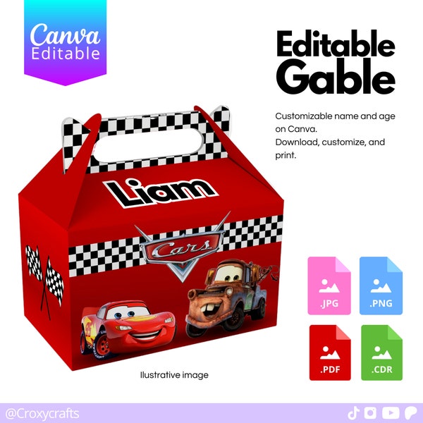 Cars Gable Box / Candy box / printable files / svg png pdf svg / Candy box templates