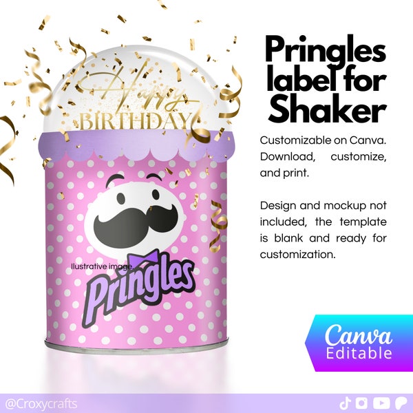 Pringles label for Shaker / Pringles can / Canva Template