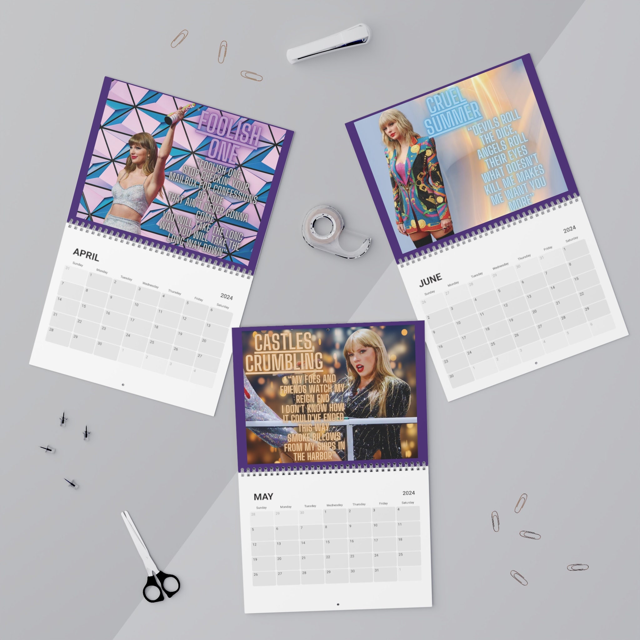 Taylor Version Calendar, Eras Tour 2024 Wall Calendar sold by Admitting