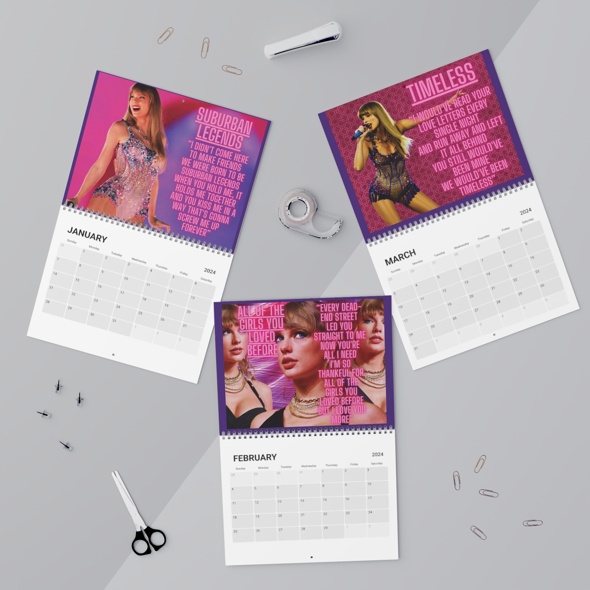 Taylor Version Calendar, Eras Tour 2024 Wall Calendar sold by Admitting
