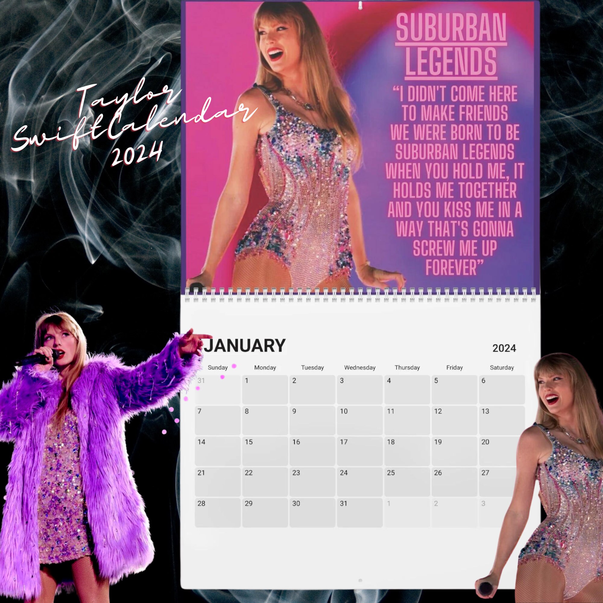 Taylor Version Calendar, Eras Tour 2024 Wall Calendar sold by Admitting