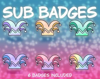 Pastel Joker Hat Twitch Sub Badges | Jester Bit Badges, Streamer Assets (Digital Download)