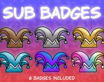 Joker Hat Twitch Sub Badges | Carnival Jester Bit Badges (Digital Download)