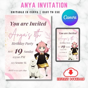 Anime Manga Einladung Anime Einladung Manga Geburtstagseinladung Anpassbare Geburtstagseinladung Canva Einladung Digitaler Download