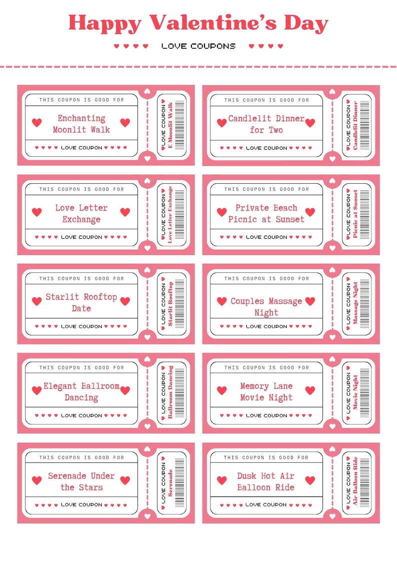 Printable Love Coupon Book for Couples , Editable Canva Template