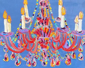 Original acrylic painting, Modern chandelier painting, Abstract art, Fauvism painting, Matisse inspired, Wall hanging, Candelabrum painting.