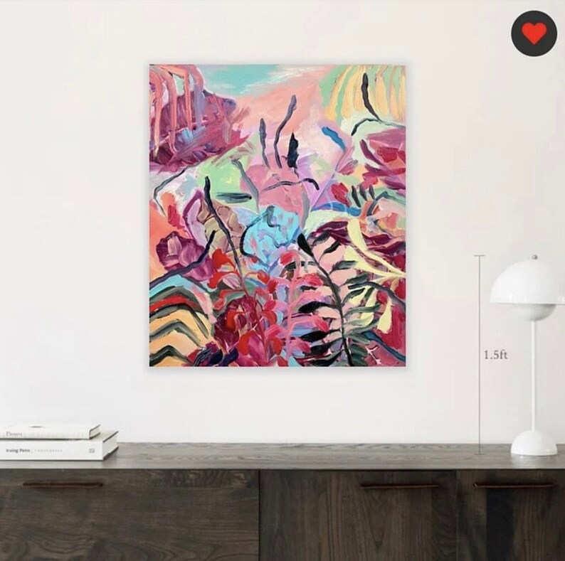 Original oil painting on canvas, Expressionism painting, Oil on canvas, Abstract wall hanging, Plants painting, Obsession, Modern art, Decor image 2