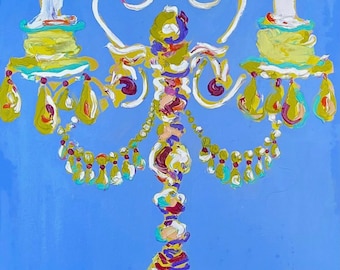 Modern Candelabrum, Original oil painting, Abstract art, Interior painting, Fauvism, Matisse inspired, Wall hanging, Chandelier, Impasto art