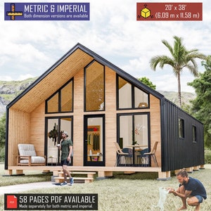 Nordic Barndominium-plattegronden 20 x 38, plattegronden huisjes, plattegronden huisjes, kleine huisjes, plattegronden Barndo, plattegronden Adu, doe-het-zelfplannen afgelegen huisje