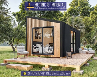 Cabin House Plans, Tiny House Plans, Cabin Diy Plan, Tiny Home, House Plans, Tiny House, Cabin Plans, Prefab Tiny House, Small House Plans