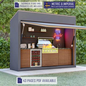 Outdoor Kitchen Plans, DIY BBQ Grill Station Plans, Outdoor BBQ Kitchen Plans, Outdoor Bar Plans, Garden Shed, Patio Bar Plans, Patio Grill