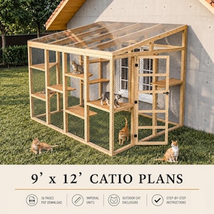 Projeto de Catio 9x12, Casinha para Gatos, Parque de Diversões Externo para Gatos, Abrigo para Animais Faça Você Mesmo (PDF)