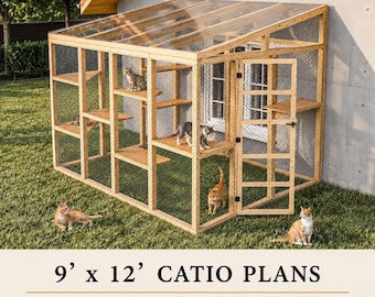 Catio Plans 9x12, Cat House, Outdoor Cat Playground, DIY Animal Shelter (PDF)